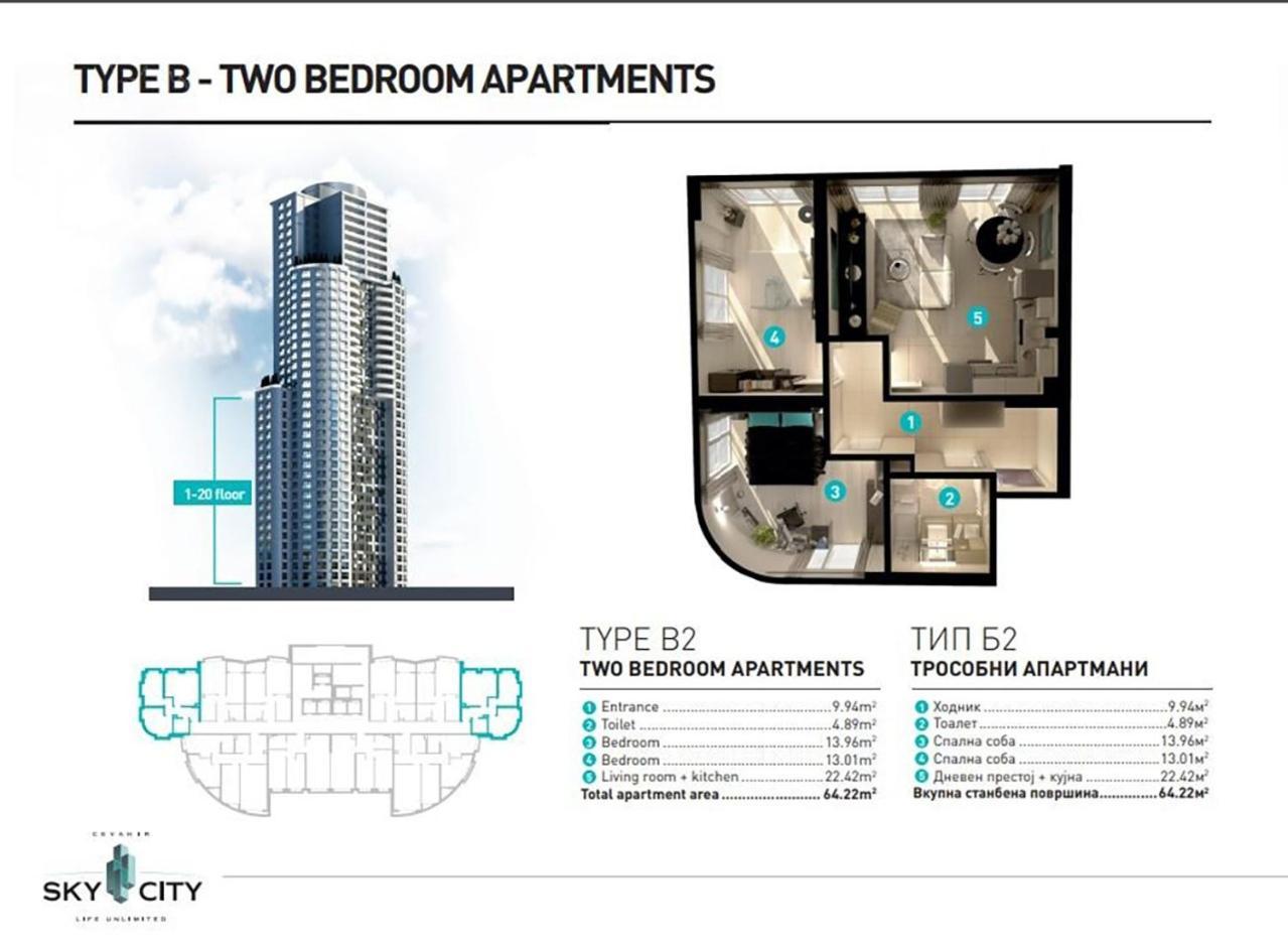 18Th & 16H Floor Secure Luxury Condos With Pool & Fitness Included In Price Скопие Екстериор снимка